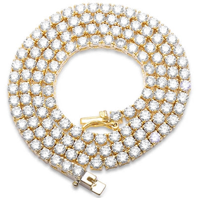 3MM Available 2 Colors 13.50CT Round Cubic Zirconia Necklace .925 Sterling Silver 18", 22" Long