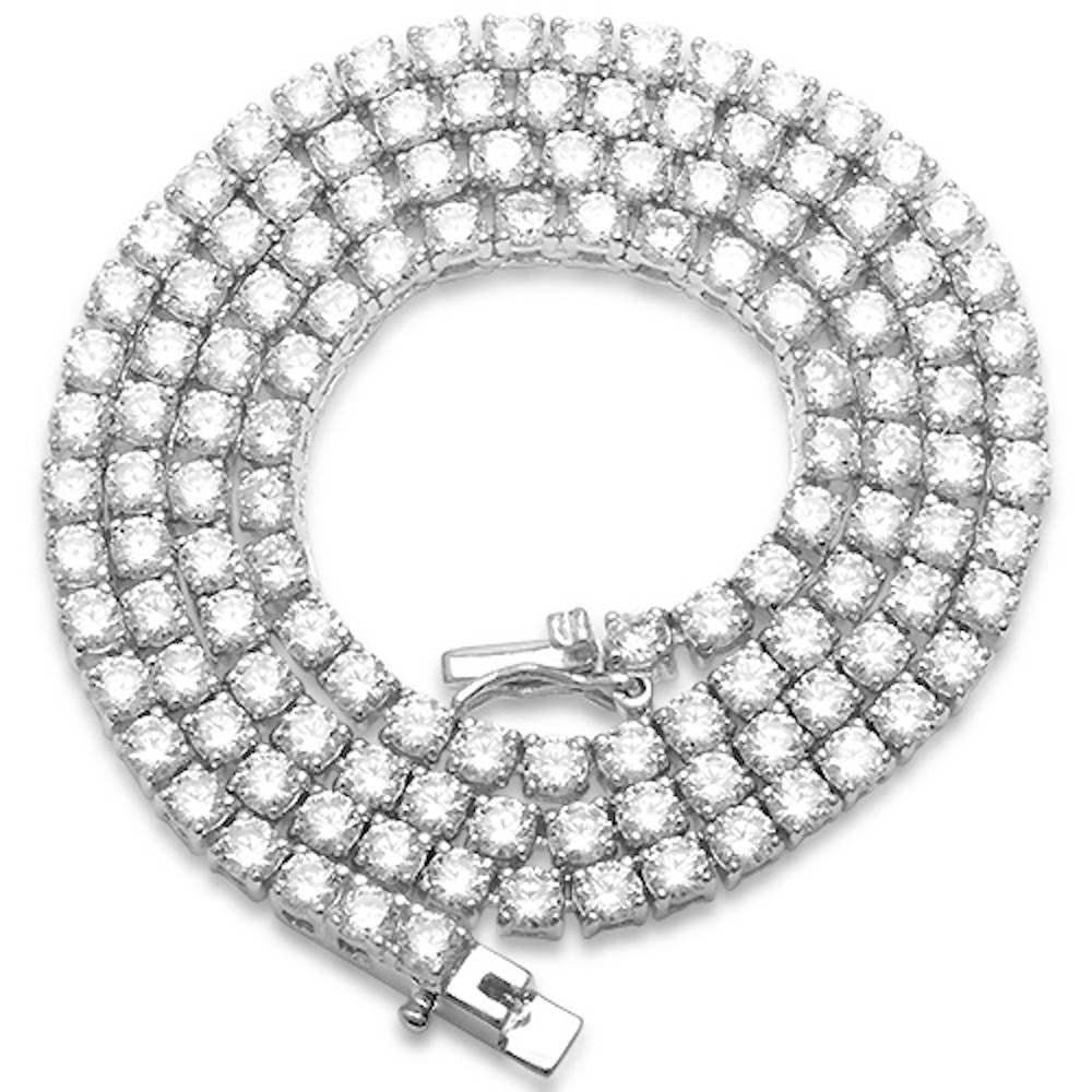 5MM Available 2 Colors Round Cubic Zirconia Necklace .925 Sterling Silver 18",22"