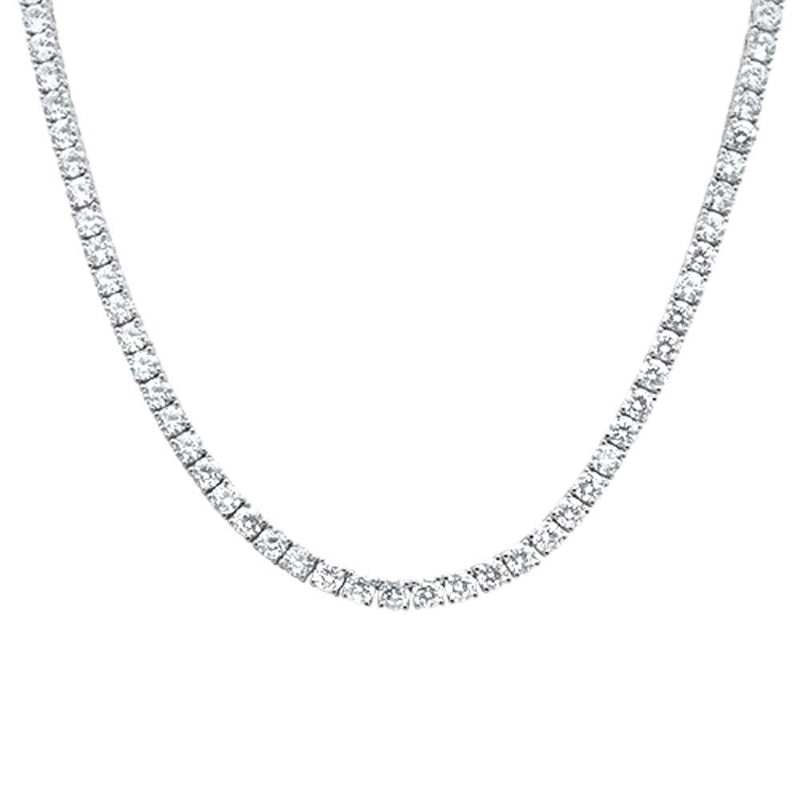 5MM Available 2 Colors Round Cubic Zirconia Necklace .925 Sterling Silver 18",22"