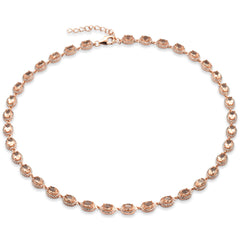 CLOSEOUT! Rose Gold Plated Morganite Oval & Cubic Zirconia .925 Sterling Silver Necklace