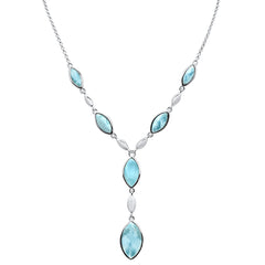 Marqui Natural Larimar .925 Sterling Silver Pendant Necklace 18"+1" Long