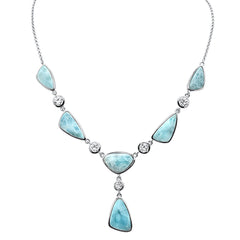 Natural Larimar  .925 Sterling Silver Pendant Necklace 16"+1" Long