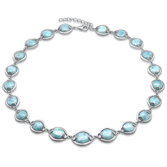 Natural Larimar .925 Sterling Silver Necklace 16" + 1.5" Ext