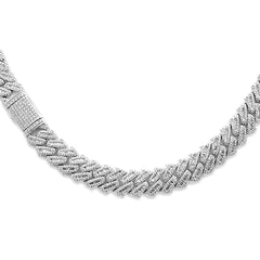 SPECIAL!7MM 8.33ct G SI 14K White Gold Baguette & Round Diamond Square Cuban Necklace 22" Long