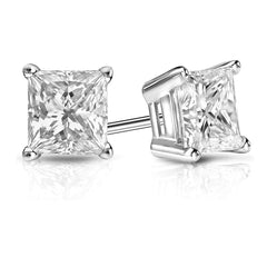 SPECIAL! 1.00ct G SI 14K White Gold Princess Cut Diamond Stud Earrings