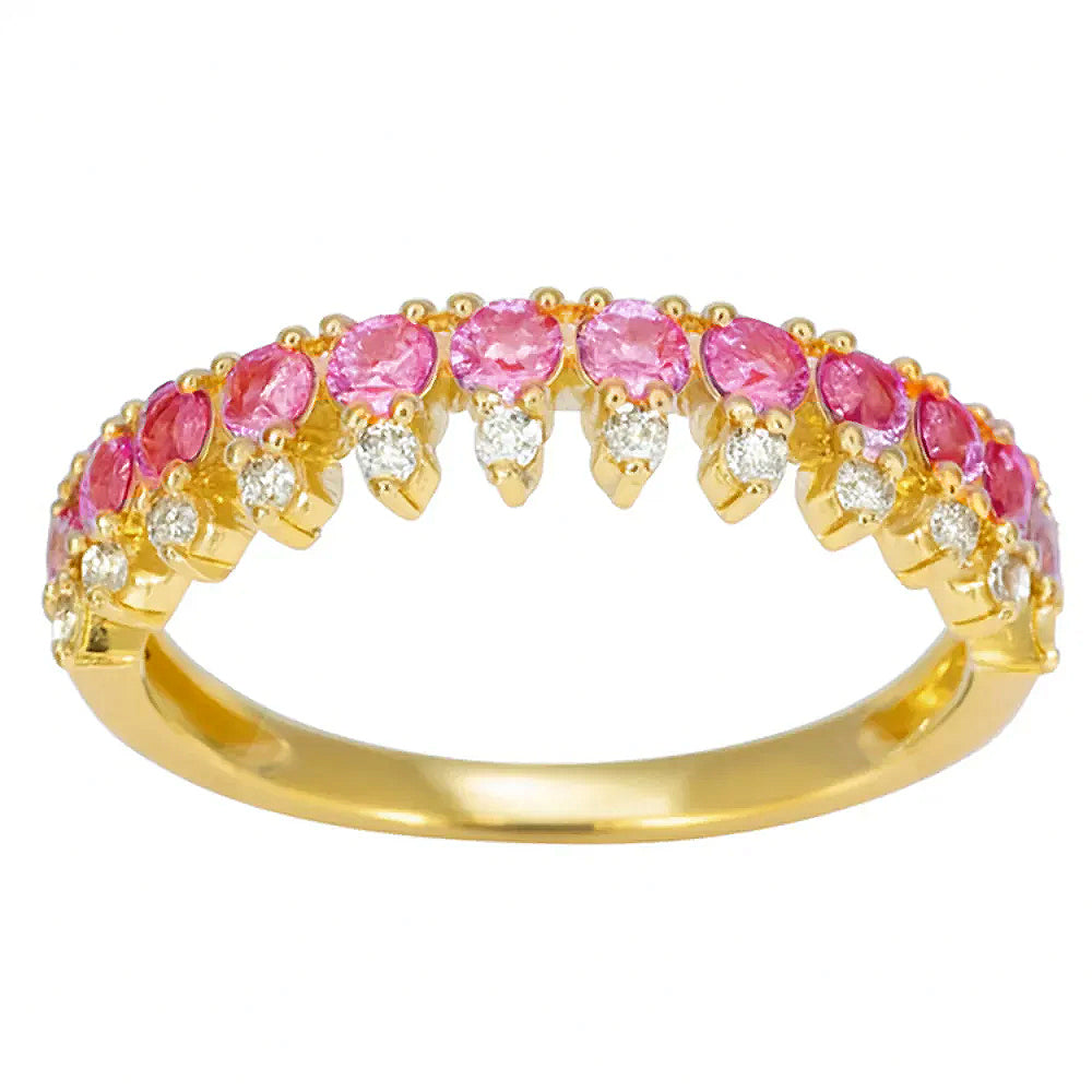 SPECIAL! .61ct G SI Yellow Gold Diamond & Pink Sapphire Gemstone Elegant Ring Size 6.5