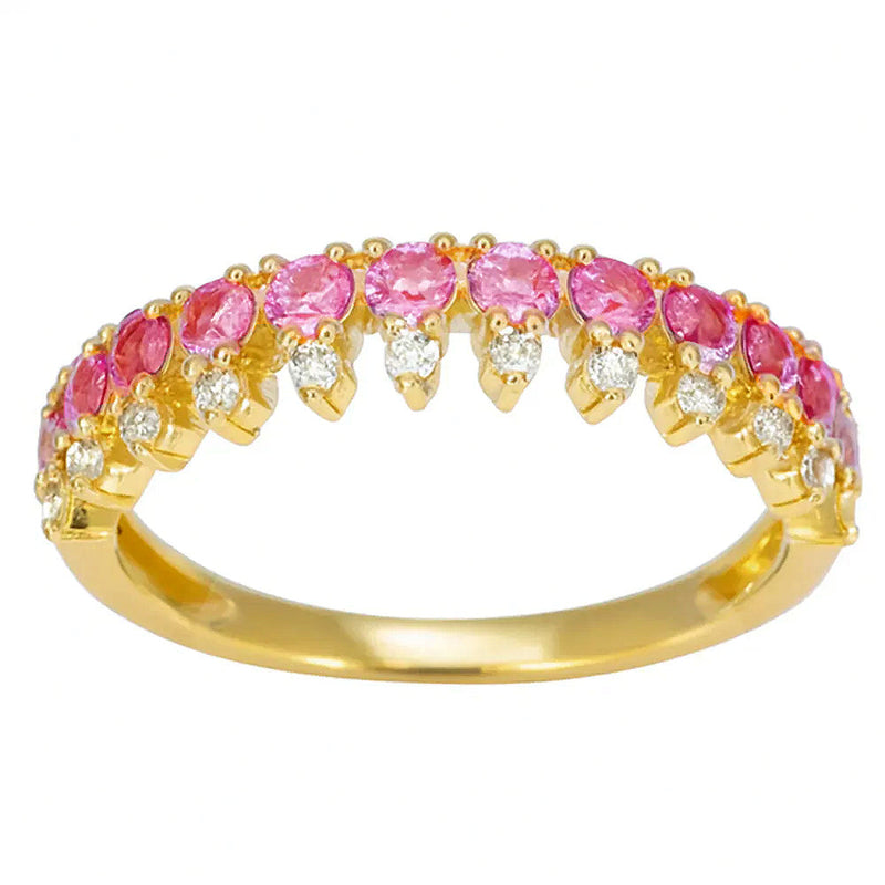 SPECIAL! .61ct G SI Yellow Gold Diamond & Pink Sapphire Gemstone Elegant Ring Size 6.5