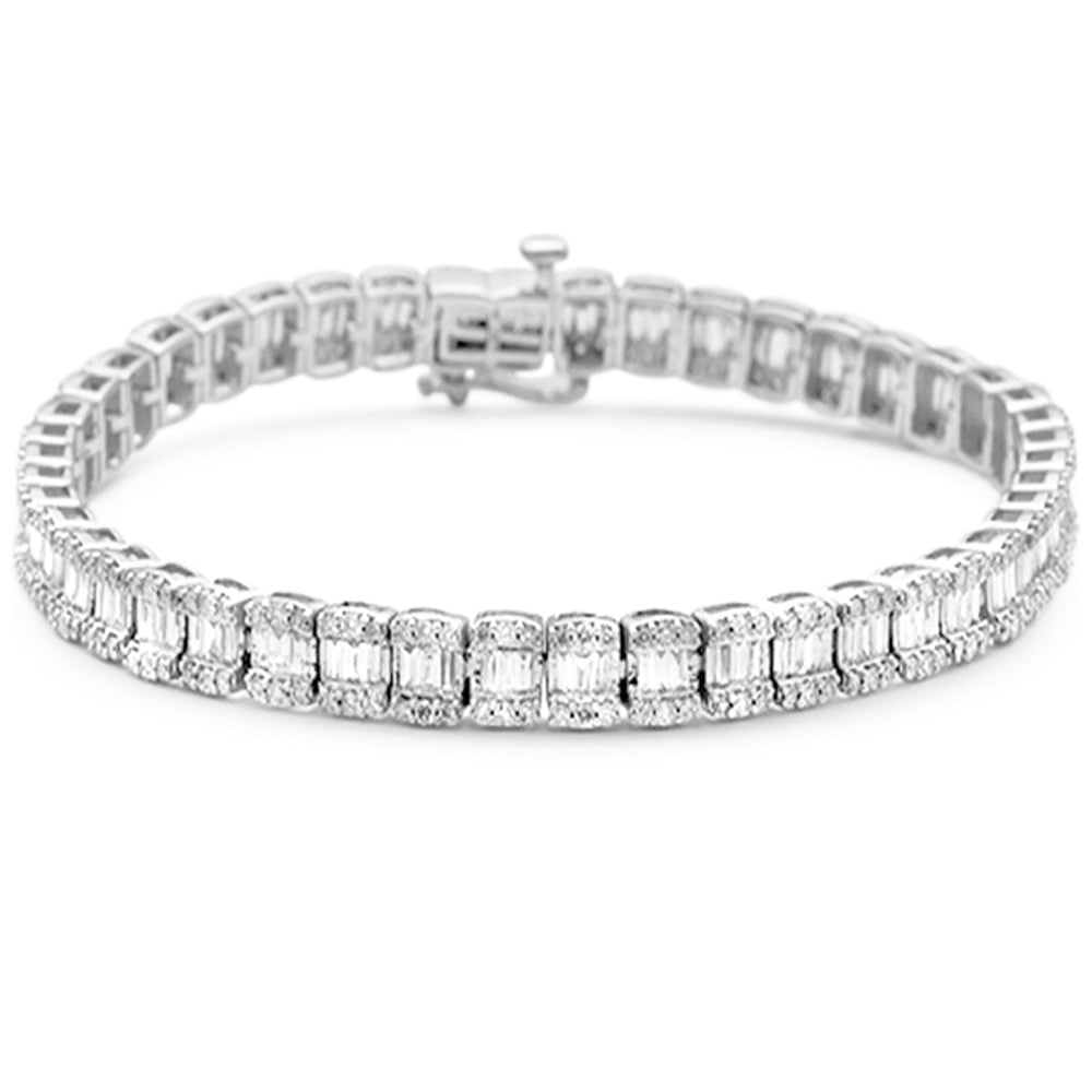 DIAMOND CLOSEOUT!  3.65ct G SI 14K White Gold Round & Baguette Diamond Bracelet 8"
