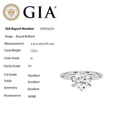 SPECIAL! 1.00ct H-SI1 GIA CERTIFIED 14K White Gold Round Diamond Eagle Claw Prongs Solitaire Ring Size 7