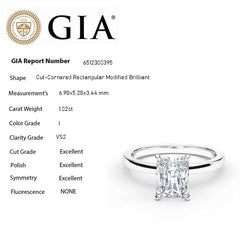 SPECIAL! 1.02ct I-VS2 GIA CERTIFIED 14K White Gold Radiant Cut Diamond Solitaire Ring Band Size 6