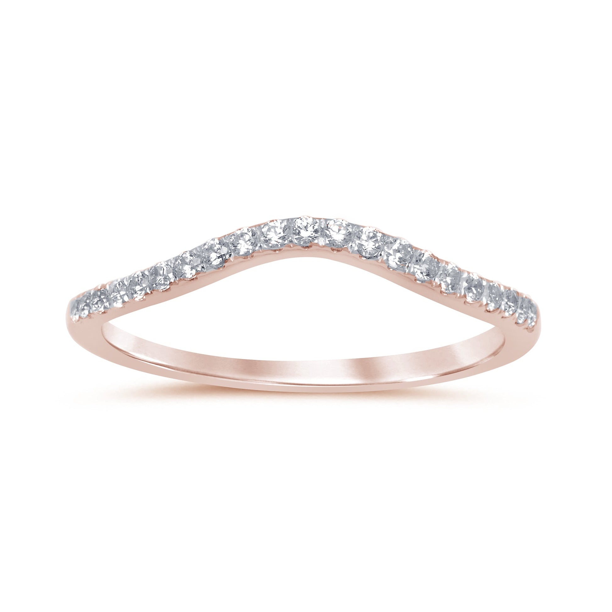 .22ct 14k Rose Gold Curved Stackable Wedding Anniversary Diamond Ring