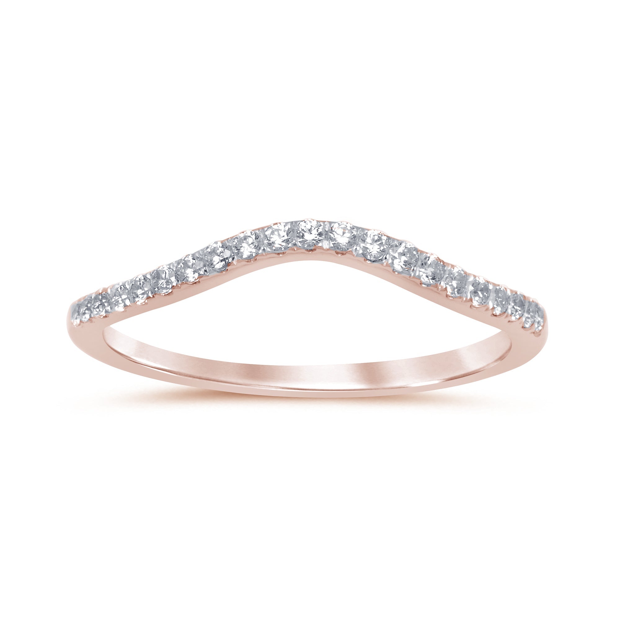 .22ct 14k Rose Gold Curved Stackable Wedding Anniversary Diamond Ring