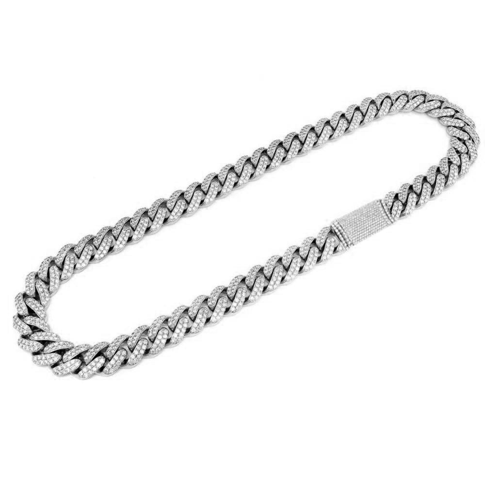 SPECIAL! 9mm 5.65ct G SI 14K White Gold Diamond Round Cuban Necklace 18"