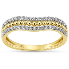SPECIAL!.25ct G SI 14K Yellow Gold Round Diamond Beaded Chevron Trendy Ring Size 6.5