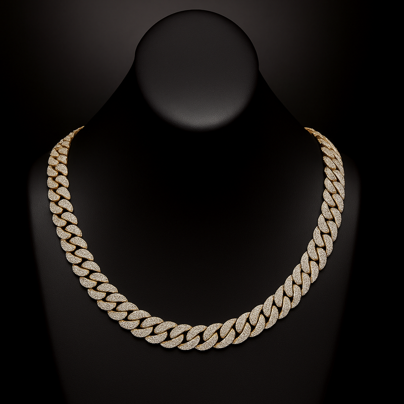 SPECIAL! 11mm 9.96ct G SI 14K Yellow Gold Baguette & Round Diamond Cuban Necklace 22"