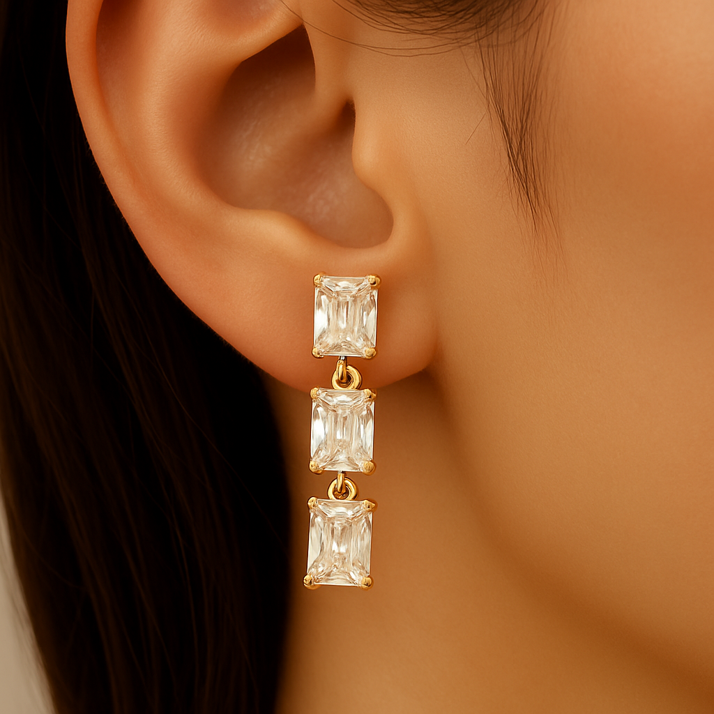 SPECIAL!1.86ct G SI 14K Yellow Gold Radiant Cut Drop Earrings