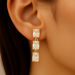 SPECIAL!1.86ct G SI 14K Yellow Gold Radiant Cut Drop Earrings
