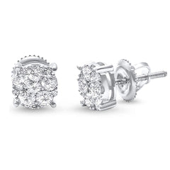 HOLIDAY SPECIAL! H-SI 14KT White Gold .77ct Flower Diamond Round Stud Earrings