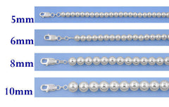 CLOSEOUT 20% OFF! 8MM Ball Bead Chain .925  Solid Sterling Silver Sizes 7-8" and 16-20" NEW