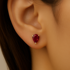 .79ct G SI 14K Yellow Gold Pear Shape Ruby Gemstone Earrings