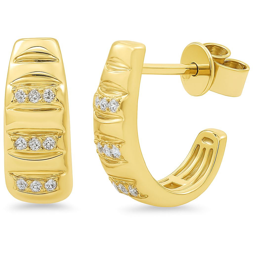 SPECIAL!.10ct G SI 14K Yellow Gold Gold Chunky Hoop Diamond Earrings