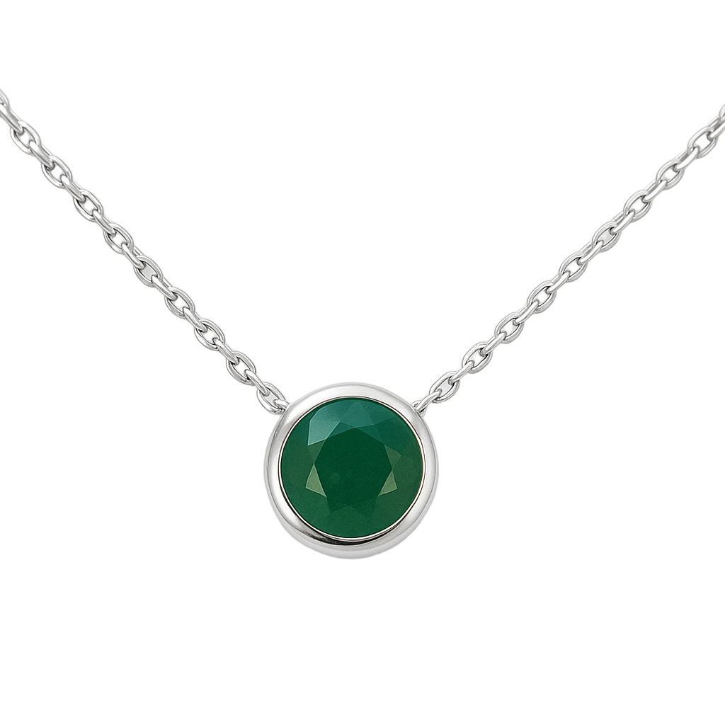 SPECIAL! .50ct G SI White Gold Emerald Gemstone Bezel Pendant Necklace 18" long