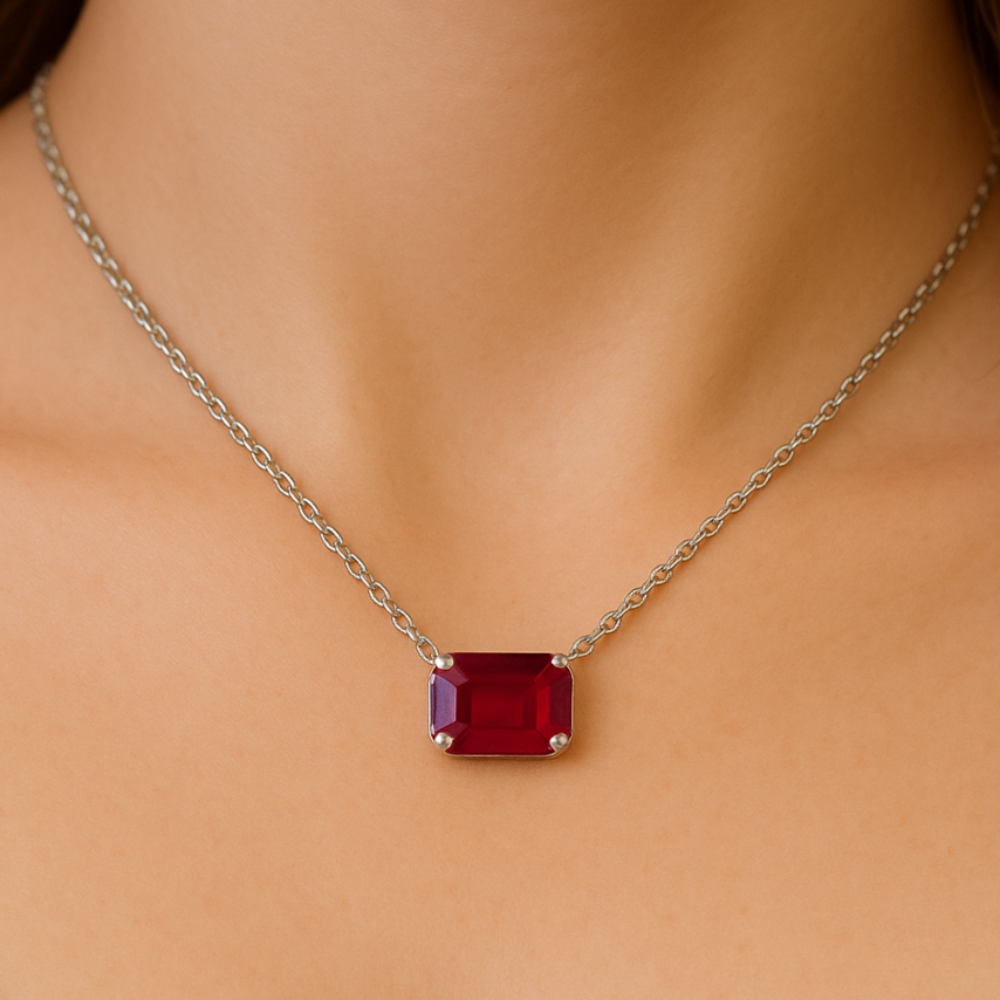 SPECIAL! 1.14ct G SI 14K White Gold Ruby Gemstone Solitaire Pendant Necklace 18" Chain
