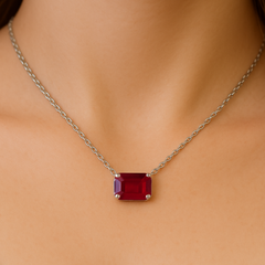 SPECIAL! 1.14ct G SI 14K White Gold Ruby Gemstone Solitaire Pendant Necklace 18" Chain