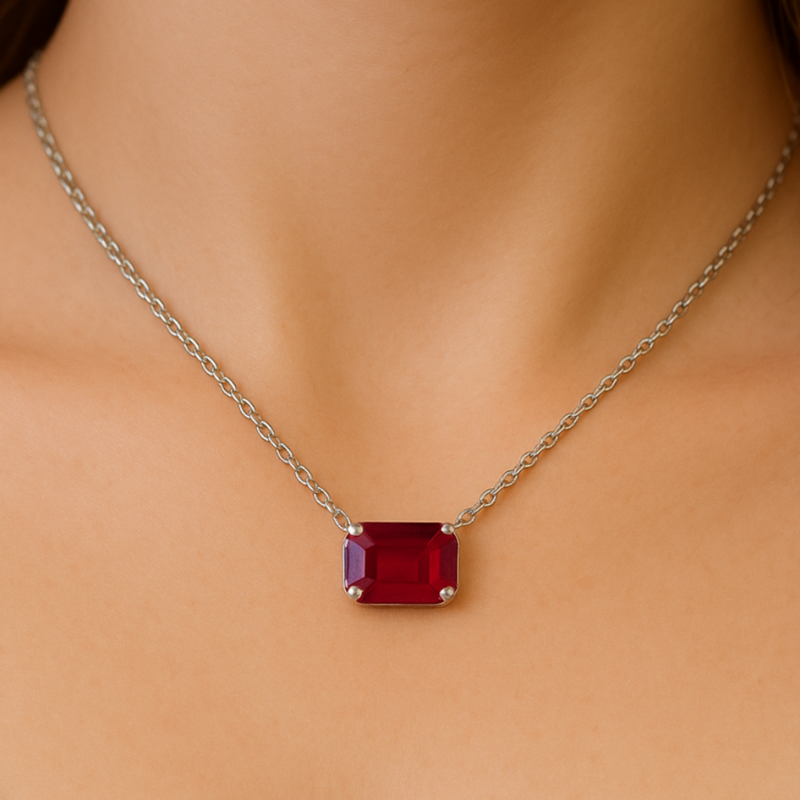 SPECIAL! 1.14ct G SI 14K White Gold Ruby Gemstone Solitaire Pendant Necklace 18" Chain