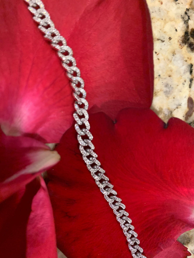 DIAMOND CLOSEOUT!  1.39ct 14k White Gold Diamond Curb Link Statement Choker Necklace 14"
