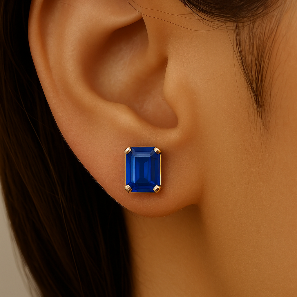 SPECIAL!2.02ct G SI 14K Yellow Gold Blue Sapphire Gemstone Stud Earrings