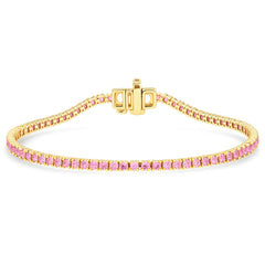 SPECIAL! 2.24ct G SI 14kt Yellow Gold Pink Sapphire Tennis Bracelet 7" Long