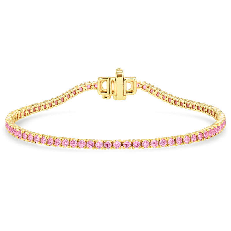 SPECIAL! 2.24ct G SI 14kt Yellow Gold Pink Sapphire Tennis Bracelet 7" Long