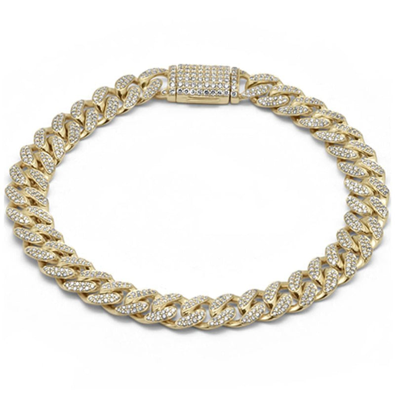 SPECIAL!7mm 1.59ct G SI 14K Yellow Gold Diamond Round Cuban Bracelet 7"