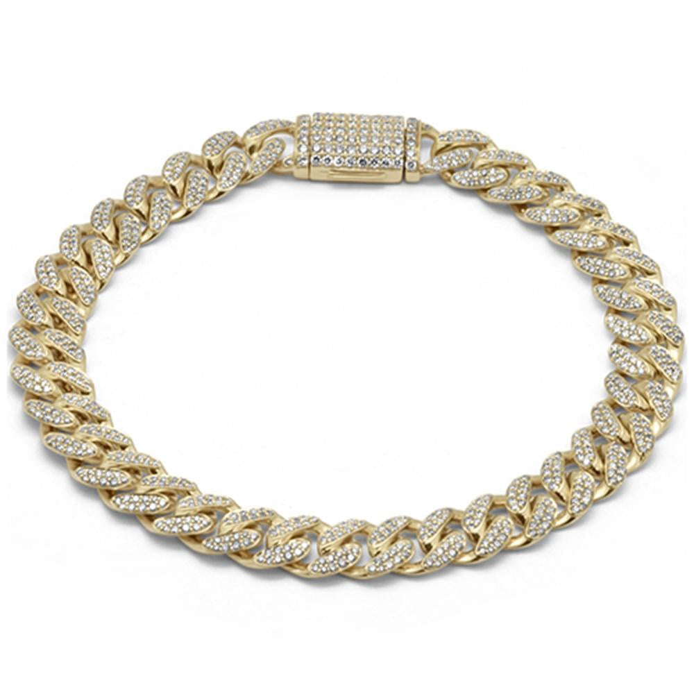 SPECIAL!7MM 1.43ct G SI 14K Yellow Gold Diamond Round Cuban Bracelet 7"