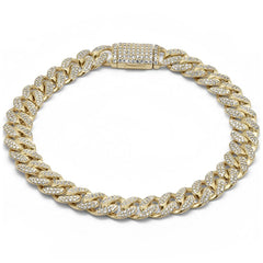 SPECIAL!7MM 1.43ct G SI 14K Yellow Gold Diamond Round Cuban Bracelet 7"