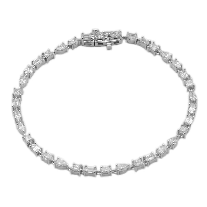 SPECIAL!3.58ct G SI 14K White Gold Multi Shape Diamond Tennis Bracelet 7" Long