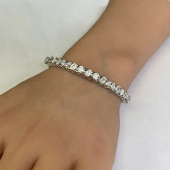 SPECIAL! 4.31ct G SI 14K White Gold Fancy Diamond Multi Shapes Bangle Bracelet
