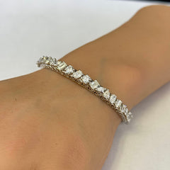 SPECIAL! 4.31ct G SI 14K White Gold Fancy Diamond Multi Shapes Bangle Bracelet