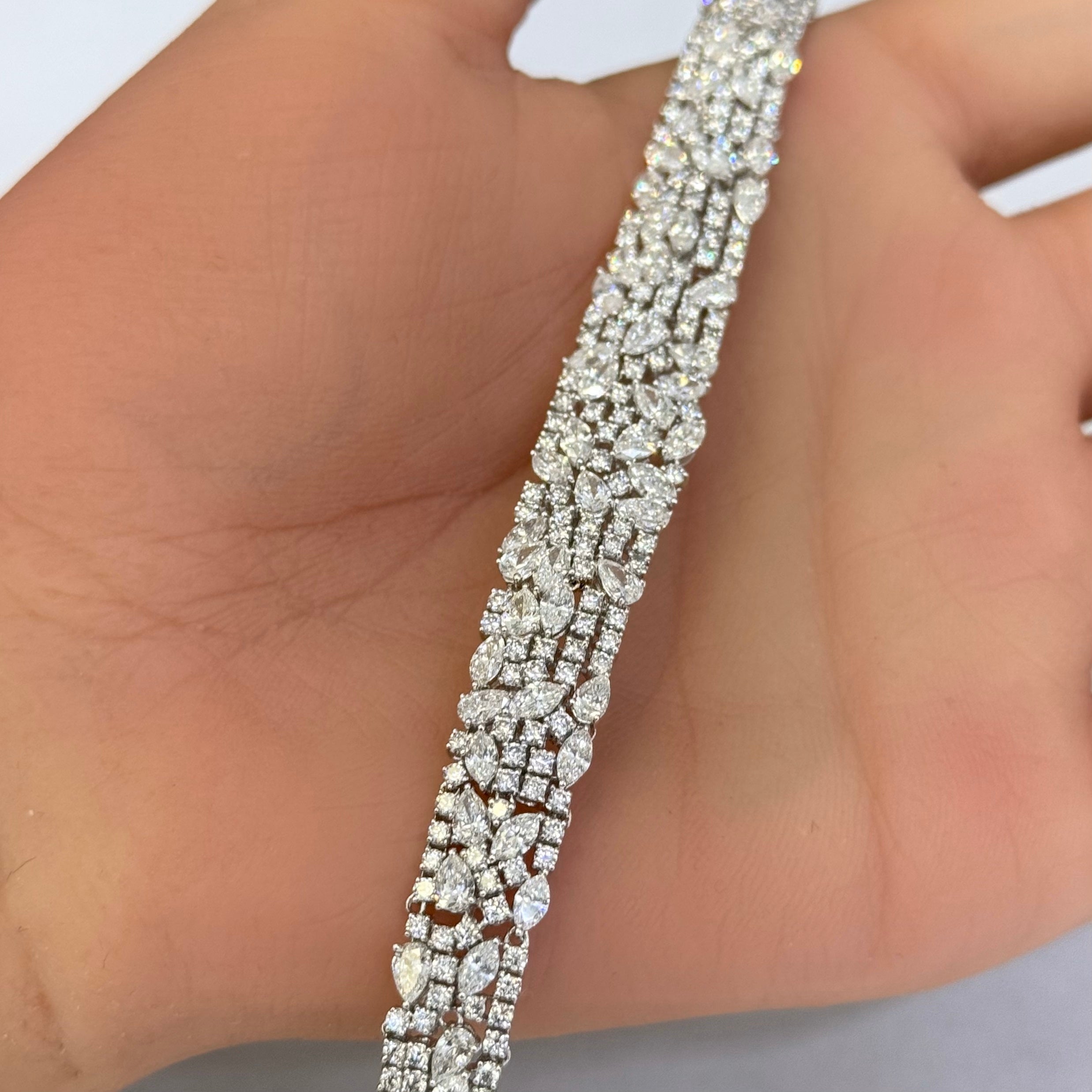 SPECIAL!8.43ct G SI 14K White Gold Diamond Multi Shape Bracelet 7" Long