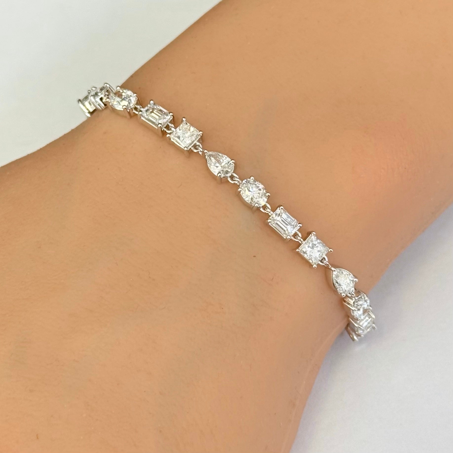 SPECIAL! 4.95ct G SI 14K White Gold Diamond Multi Shape Bracelet 7" Long