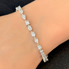SPECIAL! 6.82ct G SI 14K White Gold Diamond Multi Shape Bracelet 7" Long
