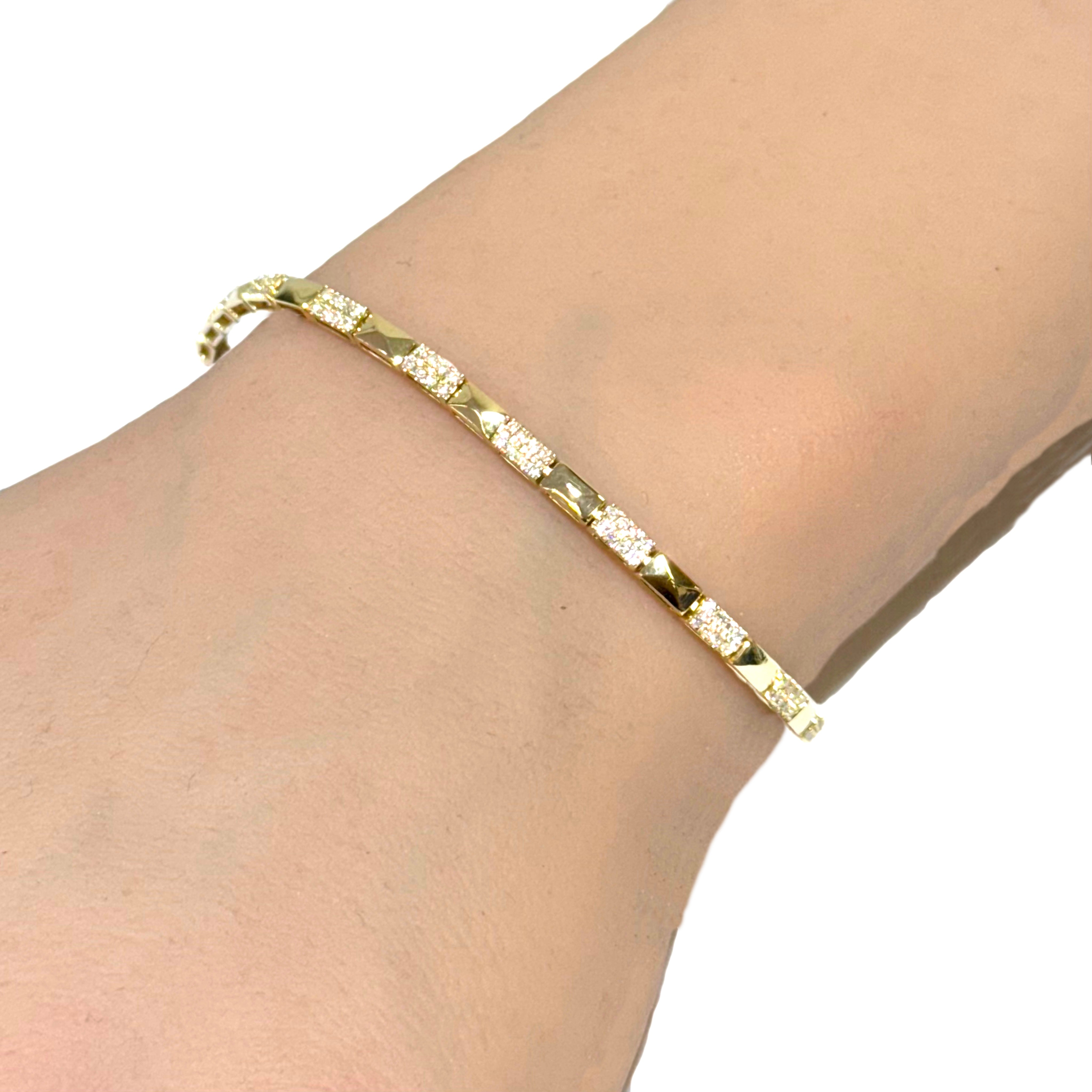 SPECIAL!.75ct G SI 14K Yellow Gold Diamond Studded Design Bracelet 7"