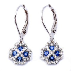 GEMSTONE CLOSEOUT!  .56ct 14kt White Gold Infinity Heart Blue Sapphire & Diamond Drop Earrings