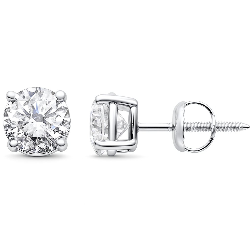 SPECIAL! 2.15ct G SI 14K White Gold Round Diamond Solitaire Stud Earrings