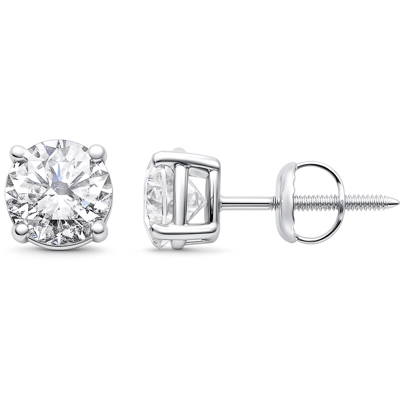 SPECIAL! 2.15ct G SI 14K White Gold Round Diamond Solitaire Stud Earrings