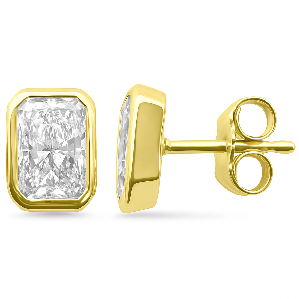 SPECIAL!1.40ct G SI 14K Yellow Gold Diamond Radiant Cut Diamond Stud Earrings