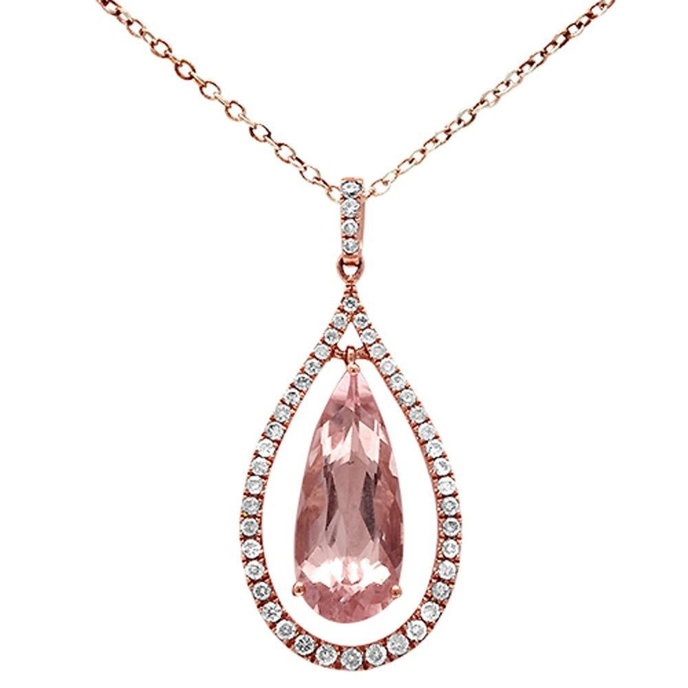 GEMSTONE CLOSEOUT!  4.04ct 14k Rose Gold Pear Shape Morganite Gemstone Pendant No Chain