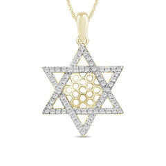 DIAMOND CLOSEOUT!  .25ct 14k Yellow Gold Diamond Jewish Star of David Pendant Necklace 18"