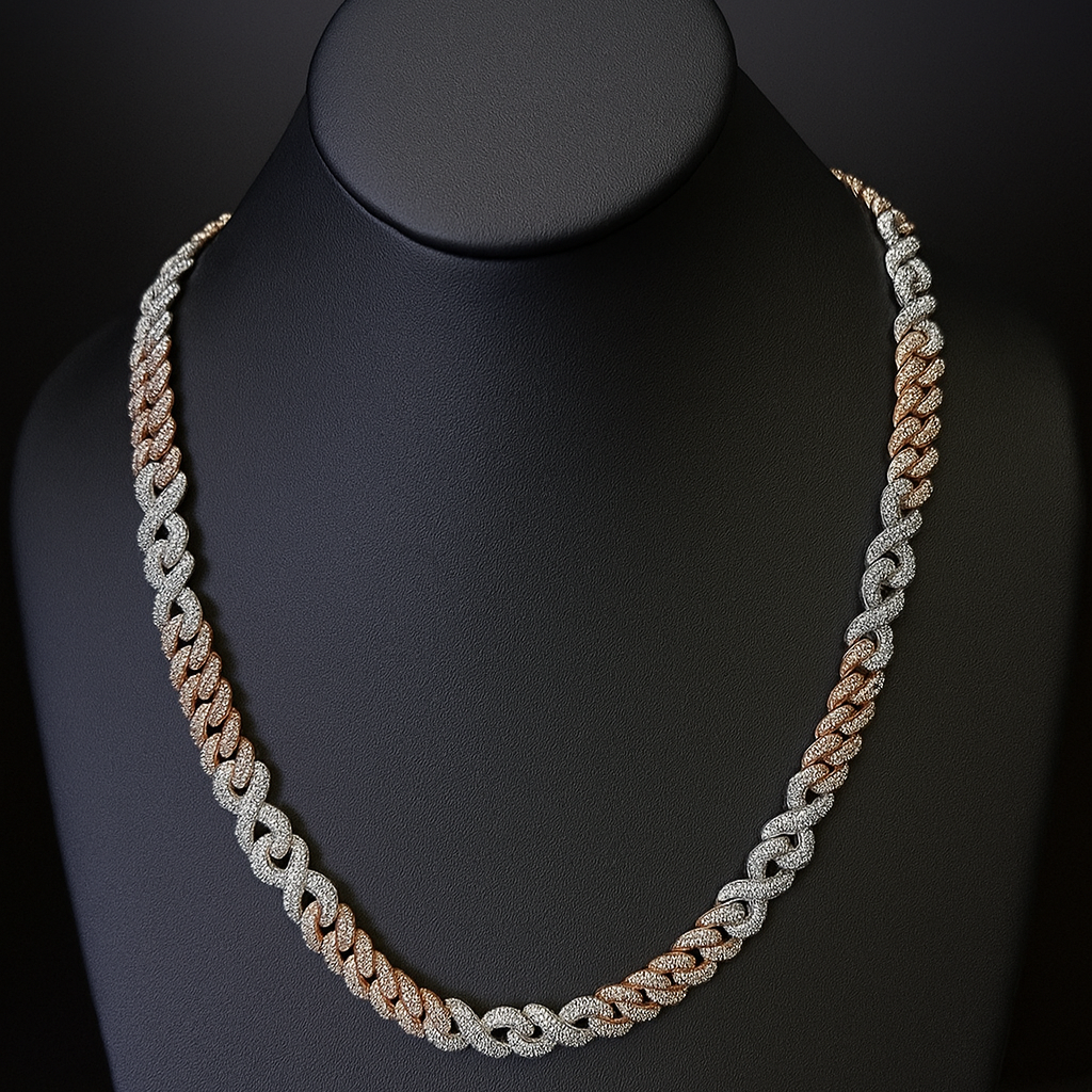 DIAMOND CLOSEOUT! 19.96ct G SI 14K Two Tone Gold Diamond Infinity Necklace 22" Long